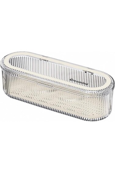 منظم أدراج المطبخ من Andgogo مع غطاء ومصفاة - صينية بلاستيكية لأدوات المائدة