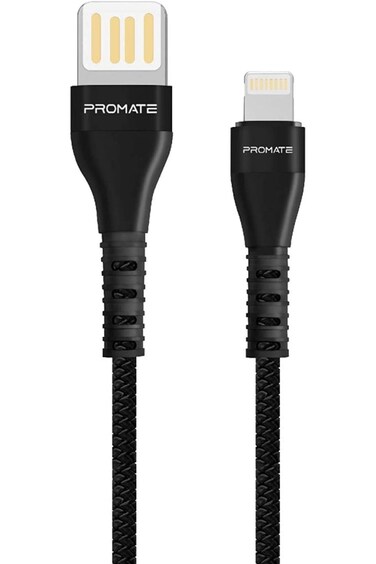 Promate usb-c cable usb-a double-sided cable, 1.2 meter length, black