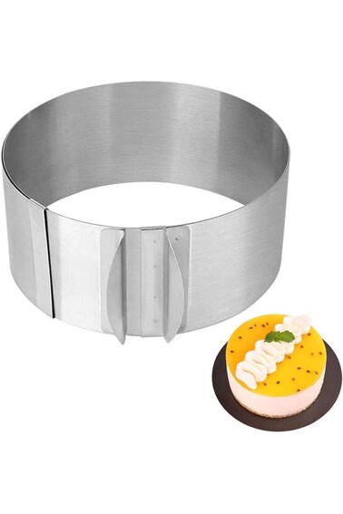 HALAMODO Retractable Stainless Steel Cake Ring, 6-12 Inch Adjustable Stainless Steel Round Cake Mou