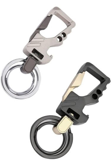 Oasisgalore 2 Pcs Wine Cork Opener Key Carabiner, Beer Bottle Opener Small Metal Keychain Metal Key