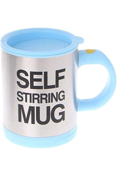 كوب قهوة وشاي من الفولاذ المقاوم للصدأ سادة من Icome مع خاصية الخلط والتحريك التلقائي (أزرق)