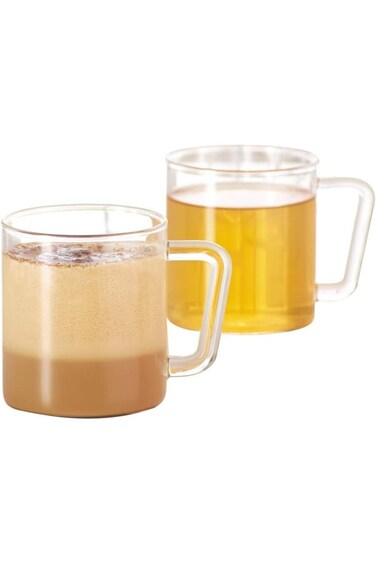 Borosil Vision Classic Large Mug [Set of 4] Clear Lightweight &amp; Durable Drinkware, 10 oz Cups