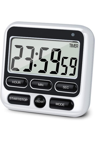 Digital Kitchen Timer with Mute/Loud Alarm Switch ON/Off Switch, 24 Hour Clock &amp; Alarm, Memory Func