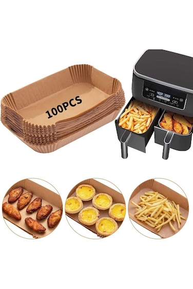 بطانات ورقية لمقلاة الهواء من إيدريس، 100 قطعة من ورق البرشمان، بطانة ورقية للاستخدام مرة واحدة لمقلاة الهواء للميكروويف