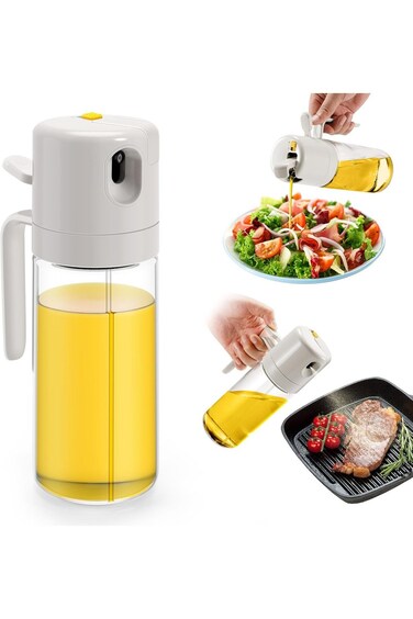 Oil Sprayer for Cooking, 2 in 1 Oil Dispenser and Oil Sprayer Premium Glass Olive Oil Dispenser Bot