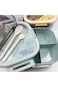 Bento Lunch Box Container Set for Kids, with 3 Compartments and Cutlery, Portable Personal Sealed P