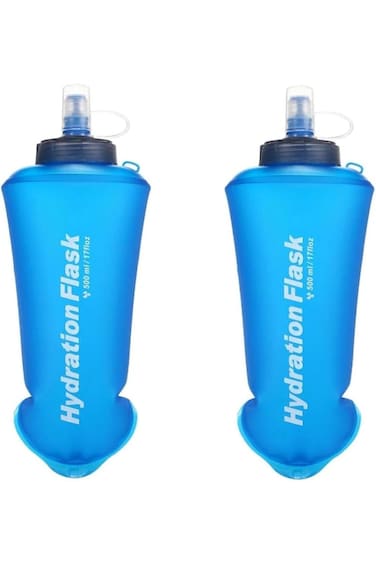GARLUGAVA Tpu Soft Folding Water Bottles, 2 Packs 500ML BPA-Free Collapsible Flask For Hydration Pa