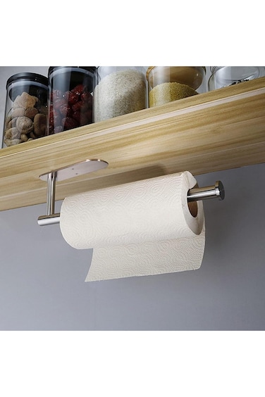 حامل مناديل ورقية من بابوريش، لفافة مناديل مطبخ من الفولاذ المقاوم للصدأ، مناديل ورقية بكميات كبيرة - ذاتية اللصق