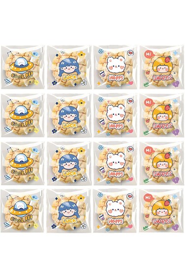 100 قطعة من أكياس الحلوى ذاتية اللصق، أكياس بسكويت لطيفة، أكياس تزيين وتحميص البسكويت، أكياس شوكولاتة