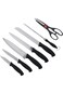 Royalford 7Pcs Kitchen Knives Set With Wooden Block, RF10229 Multipurpose Scissor, Knife Sharpener