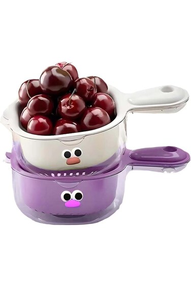 ALMEKAQUZ 2 Piece Small Fruit Colander, Double Layer Fruit Rinser Strainer Container, Draining Bask