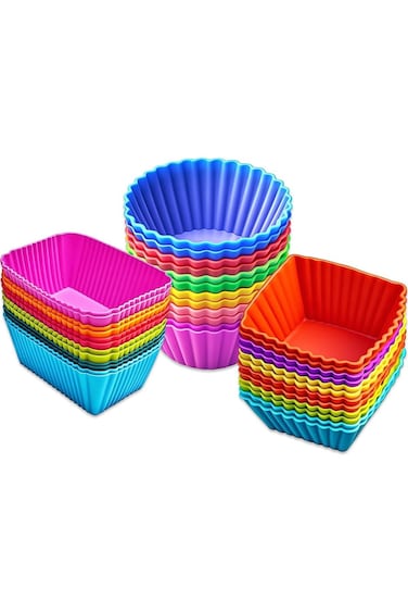 IELEK Silicone Cupcake Muffin Baking Cups Liners 36 Pack Reusable Non-Stick Cake Molds Sets