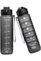Water Bottle 1L / 32oz with Motivational Time Marker Straw Strainer Tritan Plastic BPA Free Sport W