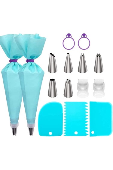 مجموعة أكياس تزيين الكيك وأطرافها من خزنة، لوازم تزيين الكيك للخبز مع أكياس معجنات قابلة لإعادة الاستخدام