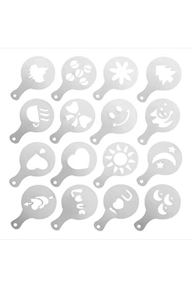 قوالب تزيين القهوة المصنوعة من الفولاذ المقاوم للصدأ من GNAFOTU، قابلة لإعادة الاستخدام، مناسبة لتحضير الكابتشينو والشوكولاتة