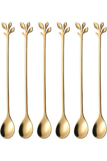 ملاعق التحريك ALMEKAQUZ، ملعقة قهوة على شكل ورقة من الفولاذ المقاوم للصدأ، ملاعق حلوى مبتكرة لأدوات المائدة، أنيقة