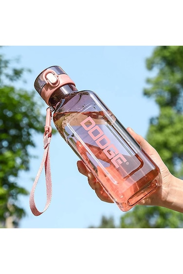 X Spring 1L Sports Water Bottle - Leak Proof, BPA Free, Transparent Square Design for Gym, Camping,