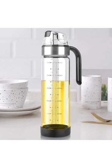ECVV High Borosilicate Glass Oil Dispenser Bottle with Automatic Cap,18 oz/500 ml Kitchen Oil and V