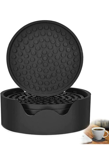 URbazaar 6 Pcs Rubber Silicone Drink Coasters,Non Slip And Leakproof Coasters for Drinks for Coffee