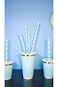 Sweet seven Blue Striped Paper Straws - 100 Pack - Party Drinking Straws for Celebrations, Weddings
