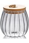 ABIN Glass Coffee Nuts Canister Airtight Storage Jar Petal Decorative Container with Bamboo Lid Met