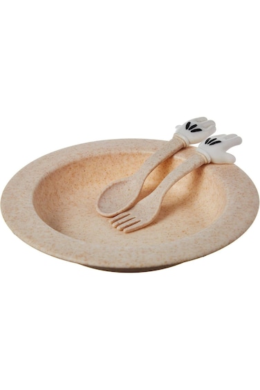 Shallow BD-WS-10(Beige) Wheat Straw Tableware Set- Plate Spoon Fork-Beige