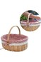 FOKFO Little Red Riding Hood Basket Hand Woven Picnic Bag Gift Basket Wicker Storage Basket Linen I
