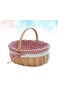 FOKFO Little Red Riding Hood Basket Hand Woven Picnic Bag Gift Basket Wicker Storage Basket Linen I