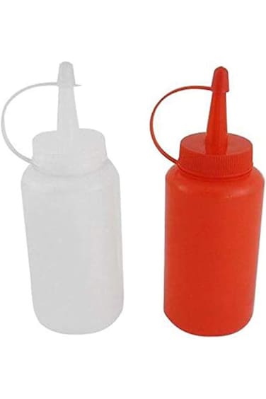 قطعتان من غطاء فوهة النزهة، موزع زجاجات الصلصة البلاستيكية، حاوية تخزين 16 أونصة