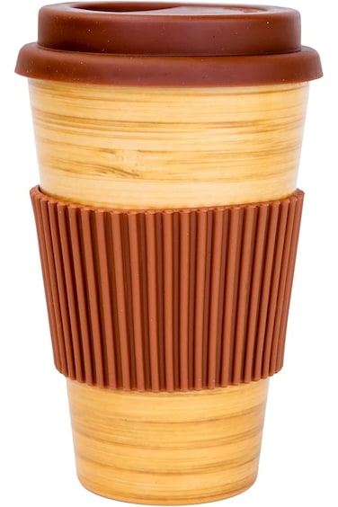 Cuisine Art - FLORENCE - Eco-Friendly Bamboo Fibre Reusable Travel Coffee Mug With silicon Lid 380m