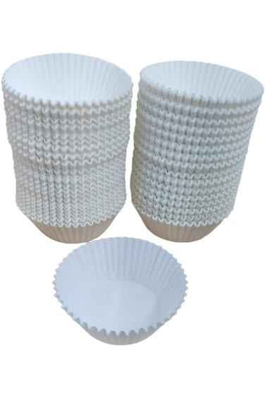 1000 قالب كب كيك أبيض، قوالب مافن، أكواب خبز من الورق الآمن غذائيًا بدون رائحة، 8 * 3 * 5.50 ج