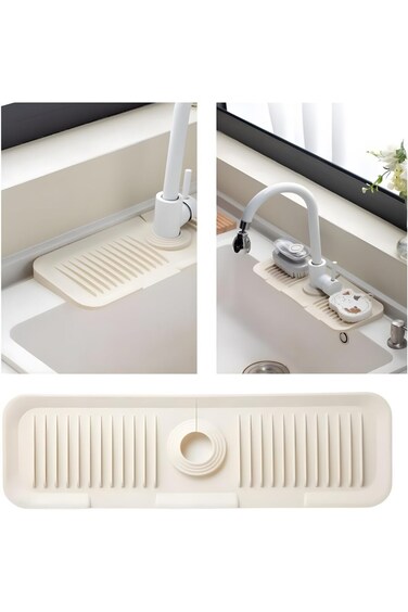 Joyzzz Kitchen Sink Splash Guard, Kitchen Absorbent Sink Protectors Mat, Slope Type Design Silicone