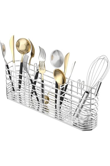 Aputue Utensil Holder, Utensil Rack with 304 Stainless Steel, Silverware Cutlery Flatware Holder wi