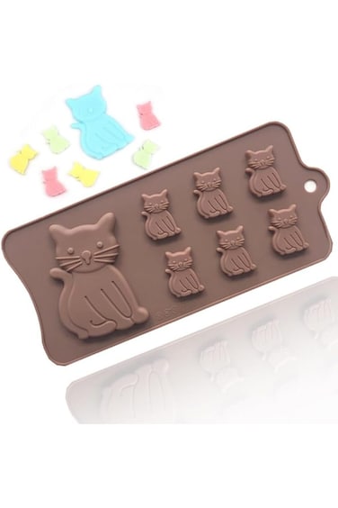 HALAMODO Cat Cake Mold Silicone 3D Kitten Biscuits Fondant Handmade Bakeware Tools Resin Clay Choco