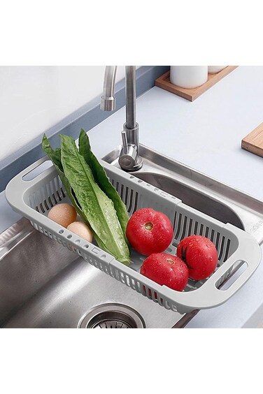 MineSign MineDecor Collapsible Kitchen Colander Sink Basket for Fruits and Vegetables Drain Rack Ad