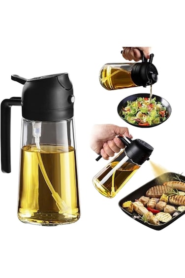 ENAR Kitchen Oil Spray Bottle 470ML   2-in-1 Air Fryer Oil Sprayer for Cooking, Salads, Vinegar &amp; B