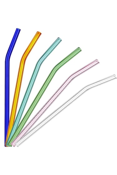 Reusable Glass Drinking Straws Eco-Friendly High Borosilicate Glass Straws for Smoothies, Milkshake