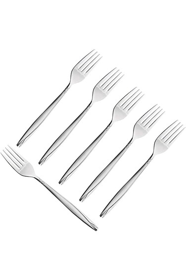 Bister Soleter Stainless Steel Dinner Fork With Mirror Polish   6 Pieces Fruit Forks   Dessert Past