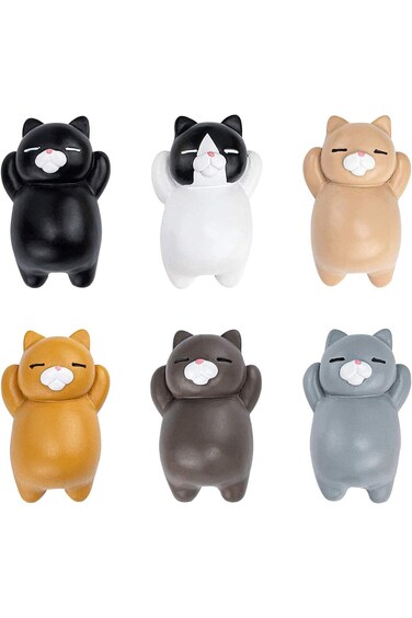 Tazweeq 6 Pcs Cat Fridge Magnets, Fun Cat Refrigerator Magnets for Whiteboard, Office, Photos, Note
