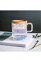 Yalucky Clear Iridescent Coffee Mug with Lid and Sakura Spoon Tea Cups Glass Mugs Pretty Cute Mug f