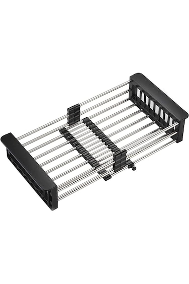 KUYING Dish Drying Rack, Adjustable Stainless Steel Drainer Basket Drain Tray for Dish Vegetable Fr