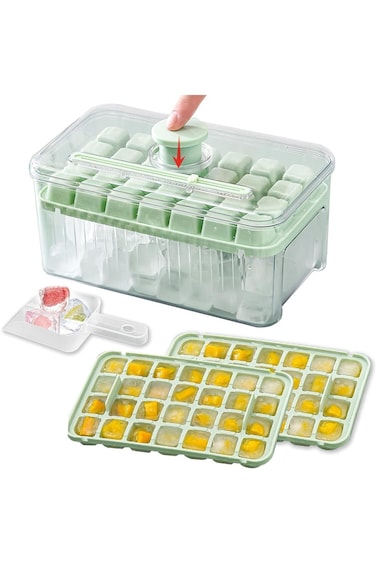 Tazweeq Ice Cube Tray with Lid and Bin, 2 Pack Mini Ice Trays for Freezer with Ice Container Box, 5