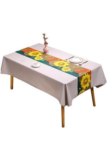 مفرش طاولة Winsilt لطاولة الطعام، من 4 إلى 6 مقاعد، مفرش طاولة مقاوم للماء بنقشة عباد الشمس، مقاس 97×69 سم، مقاوم للغبار