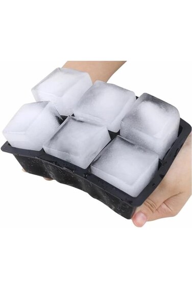 قوالب مكعبات الثلج X Spring، 6 قوالب مكعبات ثلج مربعة كبيرة، صينية مكعبات ثلج سيليكون قابلة لإعادة الاستخدام مع غطاء، I