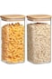 SKY-TOUCH Glass Storage Jars,Airtight Food Canisters,with Bamboo Lid,50oz Storage Jar for Serving T