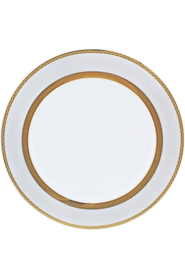 Shallow Porcelain Royal Dinner Plate with Gold Rim, White, 27 cm, TS-G1-20