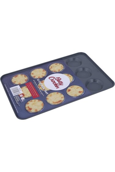 Betty Crocker Bun Tray 12 Cup Thickness 0.4Mm Dark Grey 32.7X22.2X1.8Cm BC1091