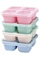 RCCO 4 Pack Bento Snack Containers Set, Reusable Bento Boxes Kids with 4 Compartments, Wheat Straw