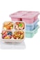 RCCO 4 Pack Bento Snack Containers Set, Reusable Bento Boxes Kids with 4 Compartments, Wheat Straw