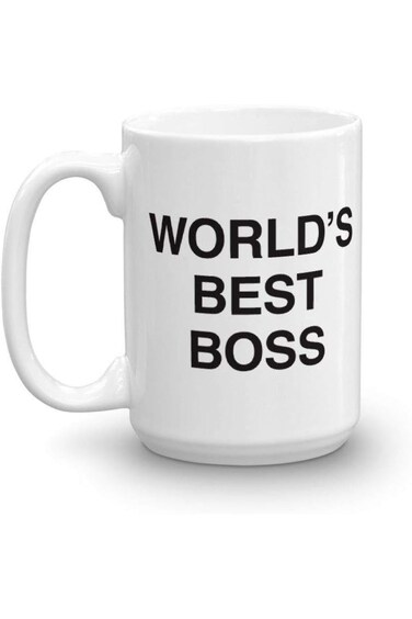 NBC The Office World's Best Boss Dunder Mifflin Ceramic Mug, White 15 oz - Official Michael Scott M